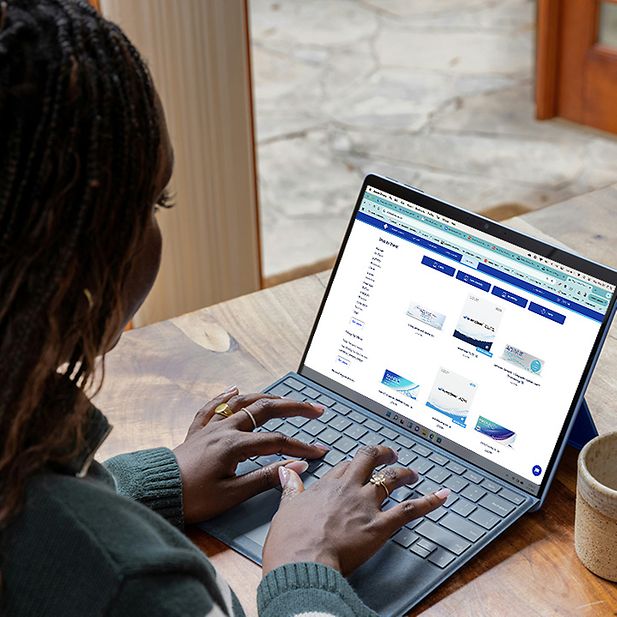 A customer is shopping for contact lenses on Vision Direct’s website.