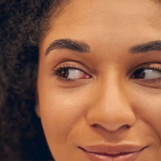 Woman glances to her right