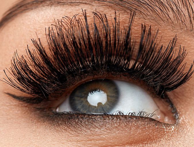 Close up of eye with eyelash extensions