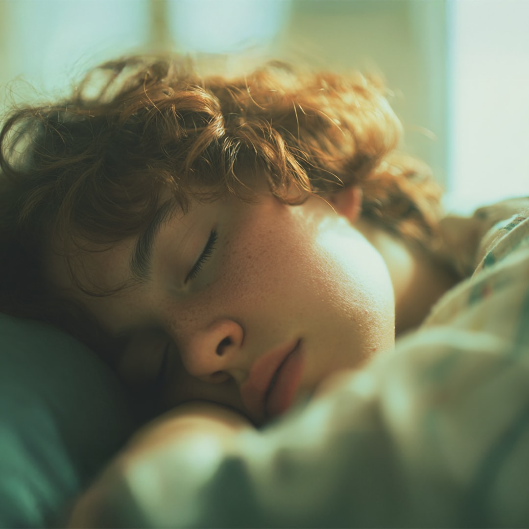Close up of boy sleeping on pillow